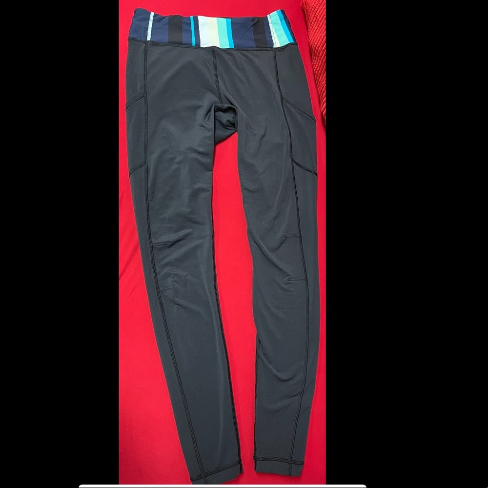 Lululemon Speed Tight II *Full-On Luxtreme blue multiple stripe waistband